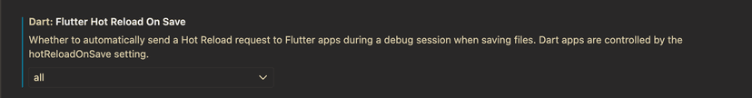 VSCode Flutter reload 설정 화면